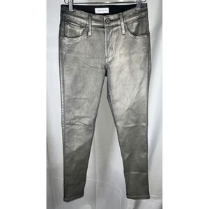 James Jeans Twiggy Ankle Metallic Silver Skinny Jeans Stretch Streetwear Size 27